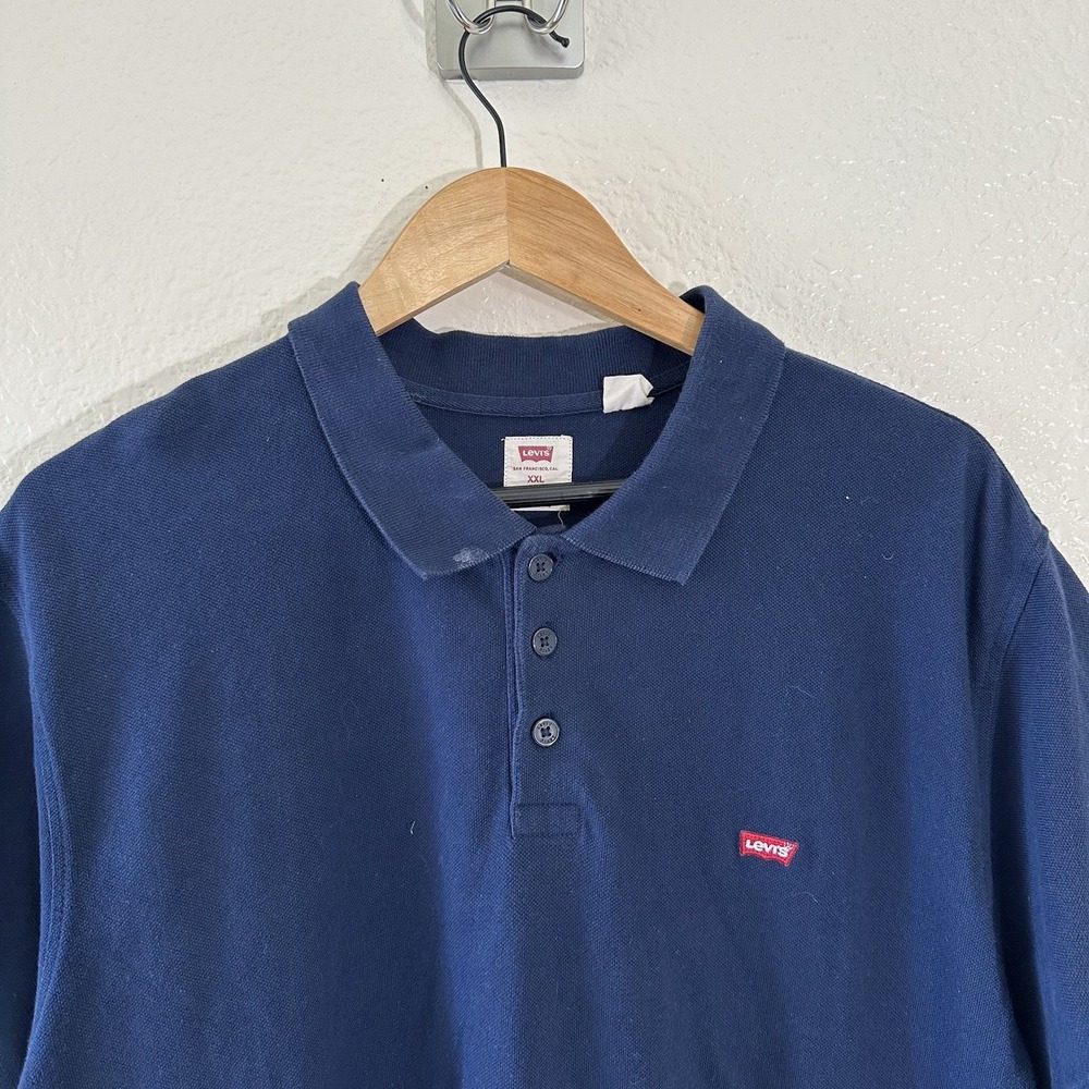 Levis Shirt Casual Polo Red Tab Men's 2XL Navy Short Sleeve Rugby
